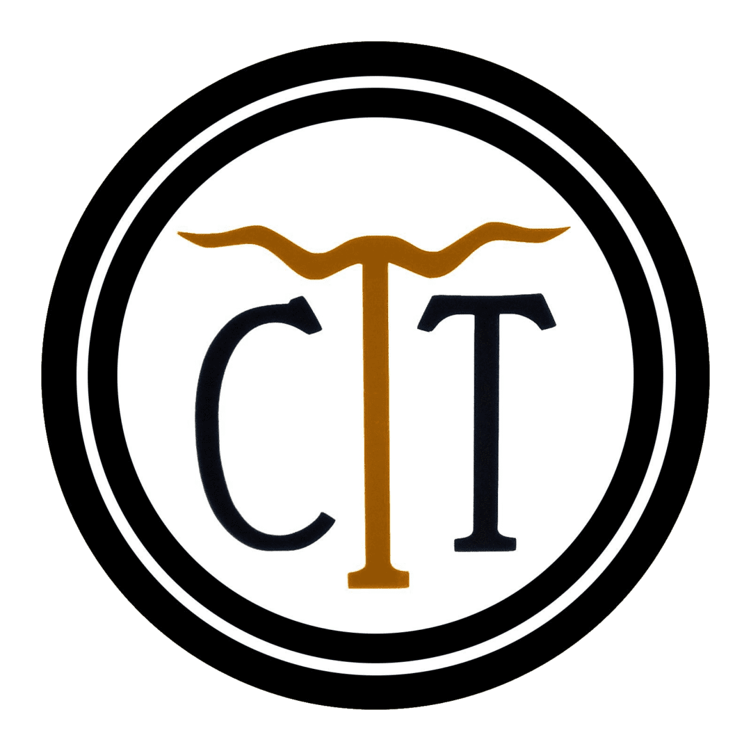CT logo with stylized bull horns.